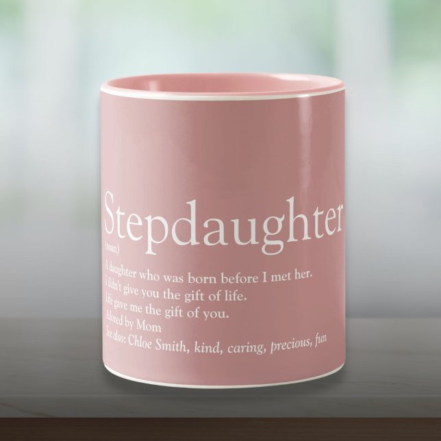 Tasse 2 Couleurs Stepgirl Définition Amusant Moderne Fille Rose (Stepdaughter Definition Fun Modern Girly Pink Two-Tone Coffee Mug)