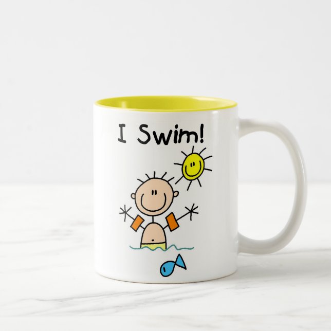 Tasse 2 Couleurs Stick Figure Boy I Swim (Droit)