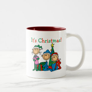 Tasse 2 Couleurs Stick Figure Enfants C'est Noël Tshirts et cadeaux