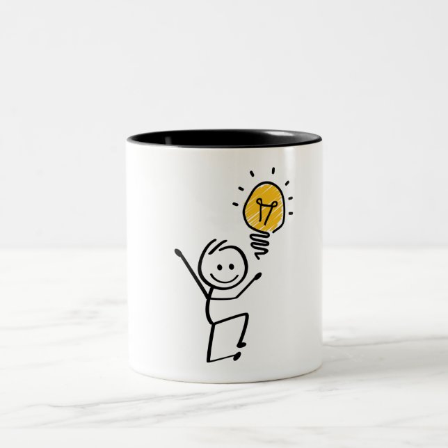 Tasse 2 Couleurs Stickman. Lamp idée, brillant, brainstorm session (Centre)