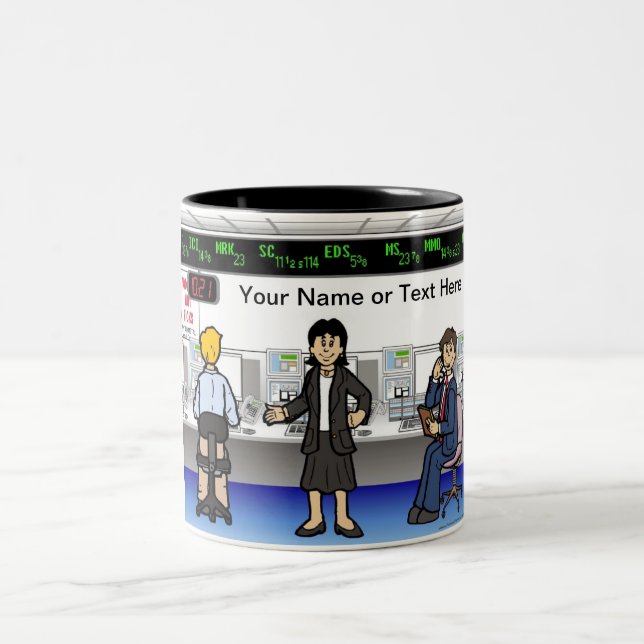 Tasse 2 Couleurs Stock Broker - Dessin féminin par PrintedPerfectio (Centre)