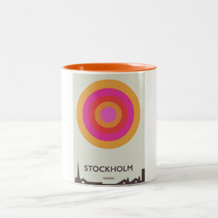 Tasse 2 Couleurs Stockholm, Suède affiche de voyage vintage.