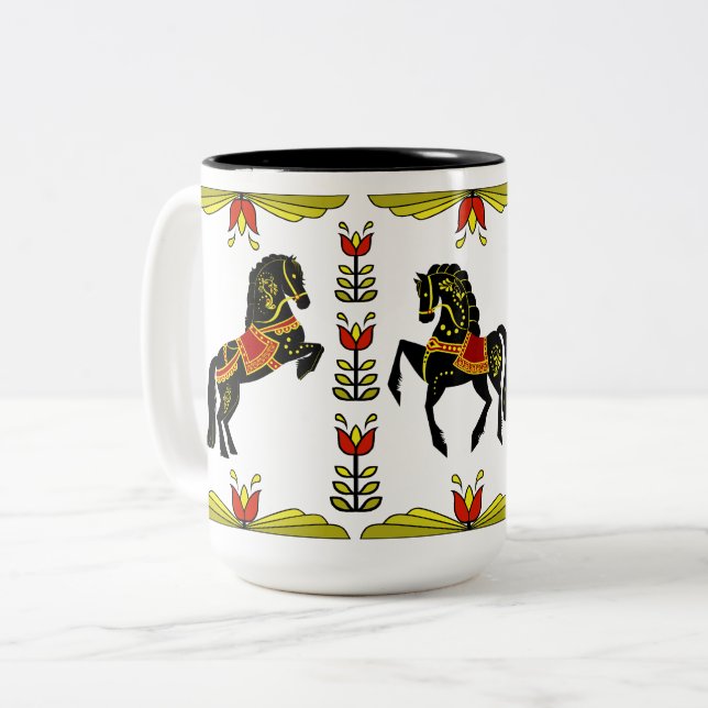 Tasse 2 Couleurs Stollion noir frisonne/frisonne folle, couleur cho (Devant gauche)