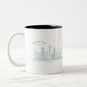 Tasse 2 Couleurs Stroke Skyline de Seattle