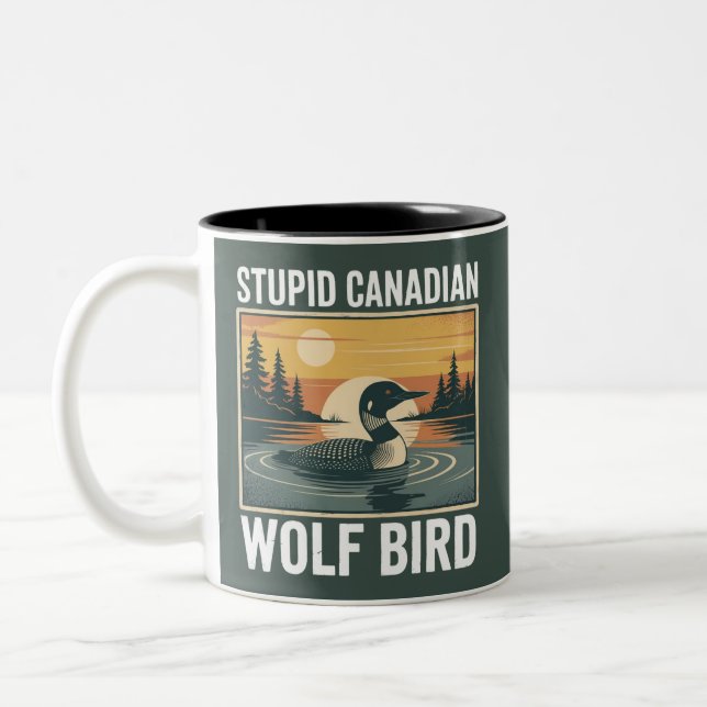 Tasse 2 Couleurs Stupid Canadian Wolf Bird Sarcastic Animal  (Gauche)
