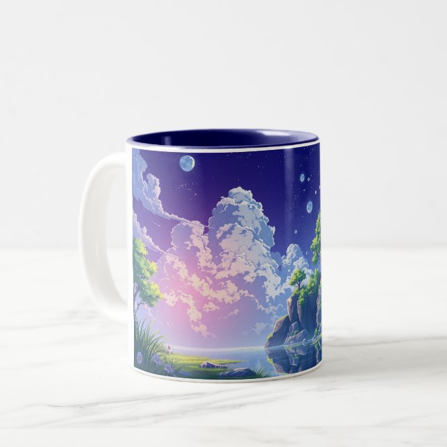 Tasse 2 Couleurs style d'anime paysage bizarre (Devant gauche)