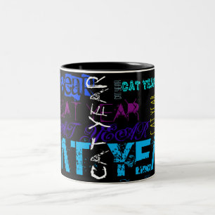 Tasse 2 Couleurs Style Graffiti Répétition Chat Eau Année Anniversa