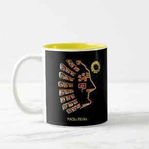 Tasse 2 Couleurs Style Machu Picchu dessin artistique sur noir