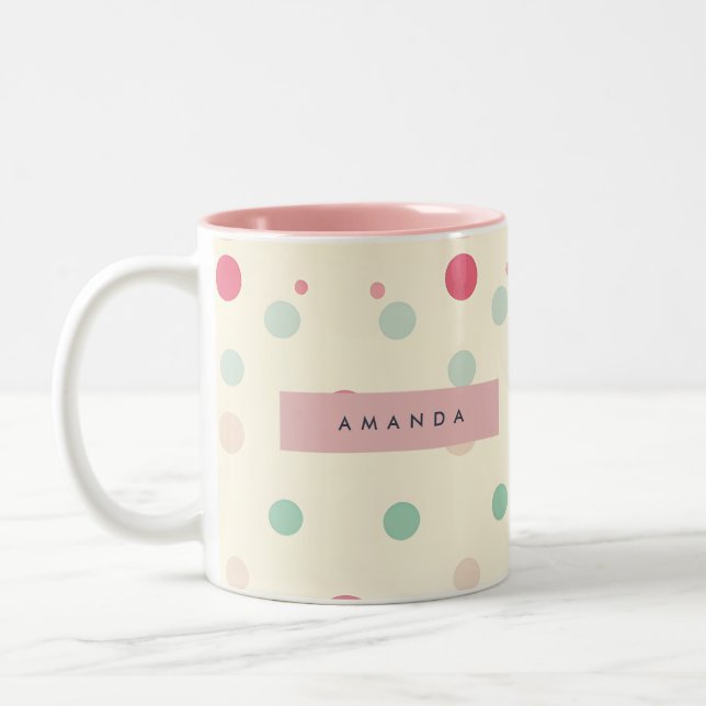 Tasse 2 Couleurs Style Pastel Personnalisé à Points (Gauche)