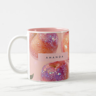 Tasse 2 Couleurs Style pêche pailleté pastel personnalisé