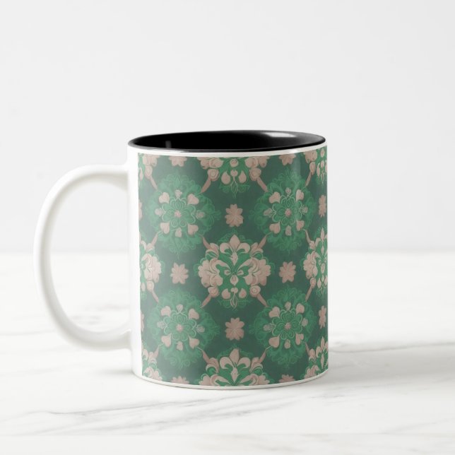 Tasse 2 Couleurs Style victorien vert répétitif (Gauche)