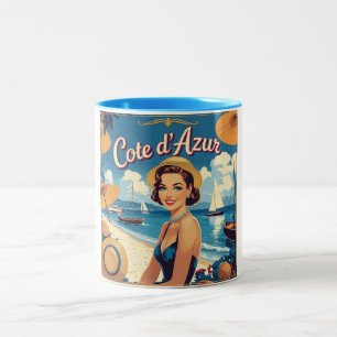 Tasse 2 Couleurs Style vintage Côte d'Azur Beach Girl