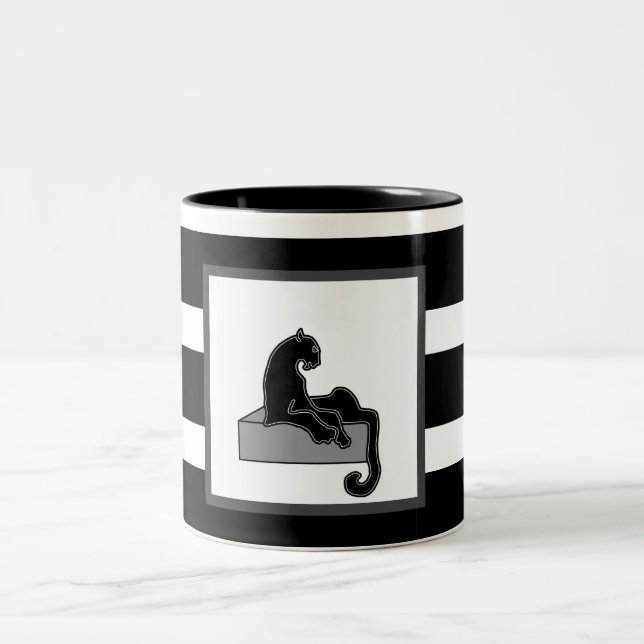 Tasse 2 Couleurs Stylish Black Panther Cat White (Centre)