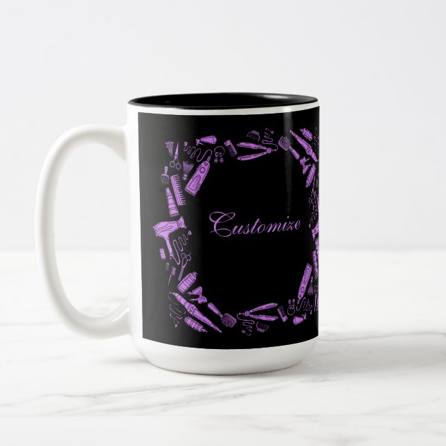 Tasse 2 Couleurs Stylo Cheveux Noir Et Rose (Gauche)