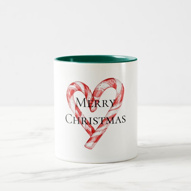 Tasse 2 Couleurs Sucre de canne de Noël Coeur (Centre)