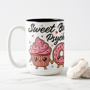 Tasse 2 Couleurs Sucré Mais Psychopathe Kawaii Cupcake Donut