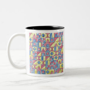 Tasse 2 Couleurs Sudoku One - Art géométrique moderne minimaliste B