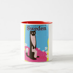 Tasse 2 Couleurs Suède Cartoon vintage poster de voyage