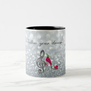 Tasse 2 Couleurs Suivez vos rêves, Glitterie, Talons, Clé Violine