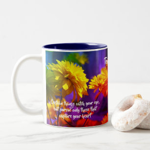 Tasse 2 Couleurs Suivez Votre Citation Inspirationnelle Fleurs Coeu