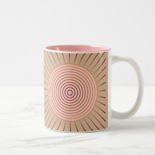 Tasse 2 Couleurs Sunburst géométrique moderne - Peach et Tan