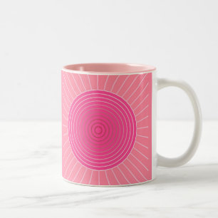 Tasse 2 Couleurs Sunburst géométrique moderne - Tons de Coral rose