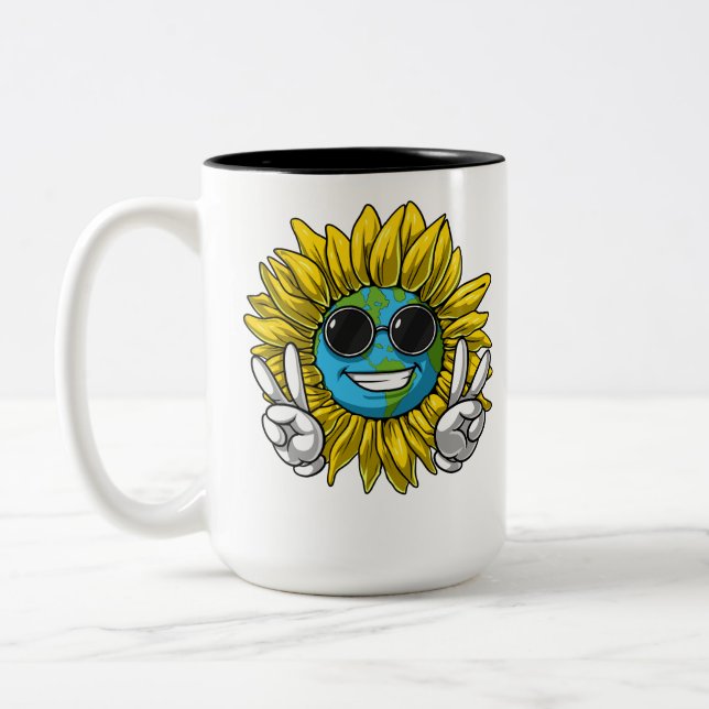 Tasse 2 Couleurs Sunflower Planète Terre Hippie (Gauche)
