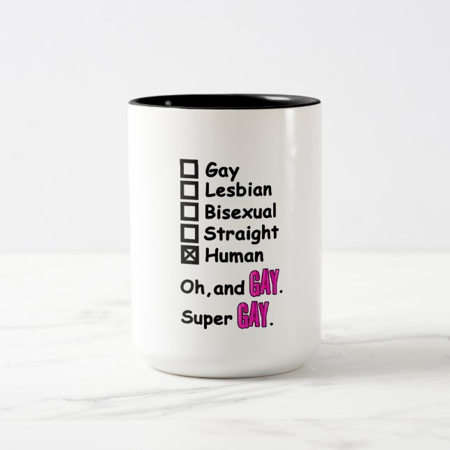 Tasse 2 Couleurs Super Gay (Centre)