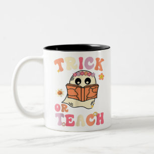 Tasse 2 Couleurs Super Halloween Trick Ou Enseigner Retro Floral Fa