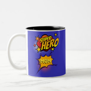 Tasse 2 Couleurs Super Hero Mom Comic Style de livre