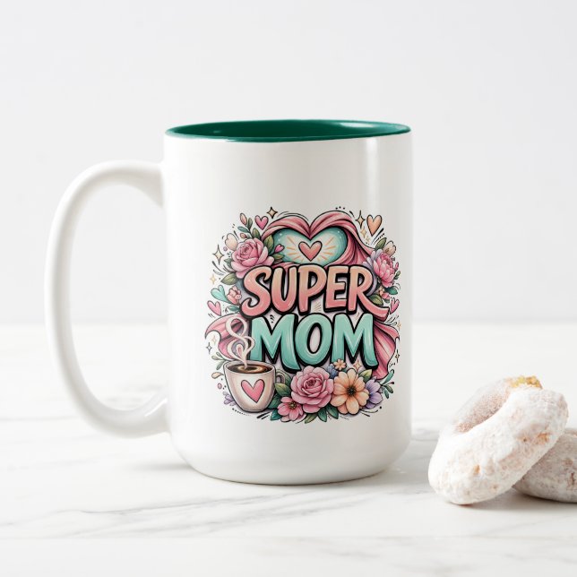 Tasse 2 Couleurs ** Super Maman (Avec donut)