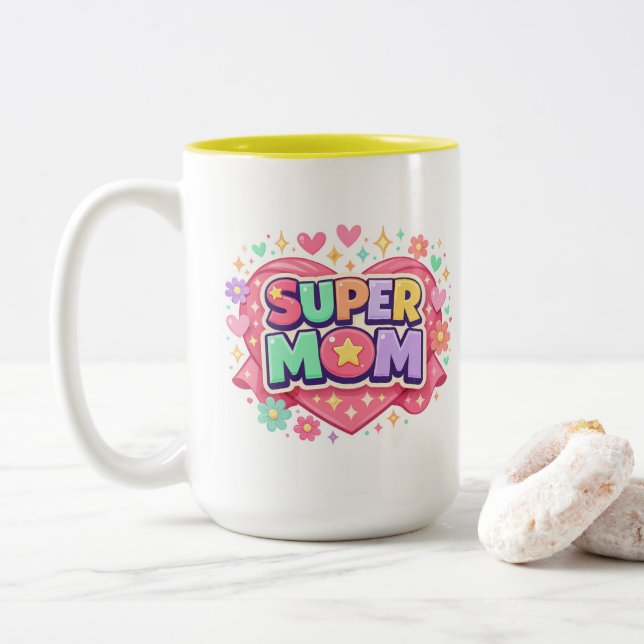 Tasse 2 Couleurs ** Super Maman (Avec donut)