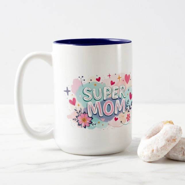 Tasse 2 Couleurs Super Maman (Avec donut)