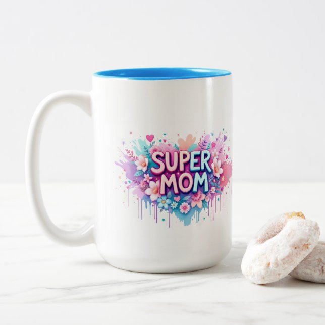 Tasse 2 Couleurs Super Mom (Avec donut)