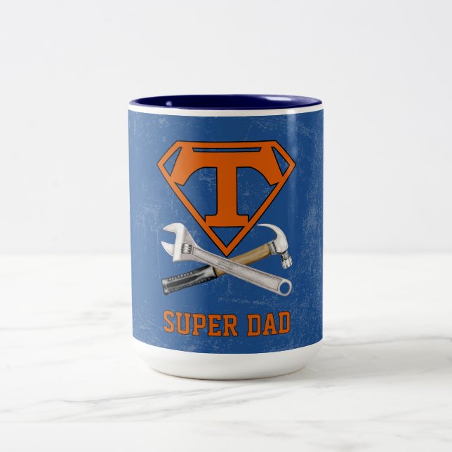 Tasse 2 Couleurs Super Papa Héros  (Centre)