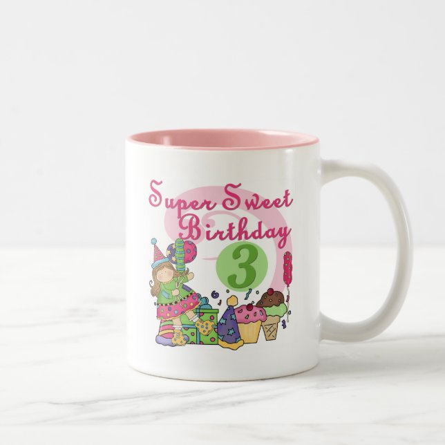 Tasse 2 Couleurs Super Sweet 3ème Anniversaire Tshirts et cadeaux (Droit)
