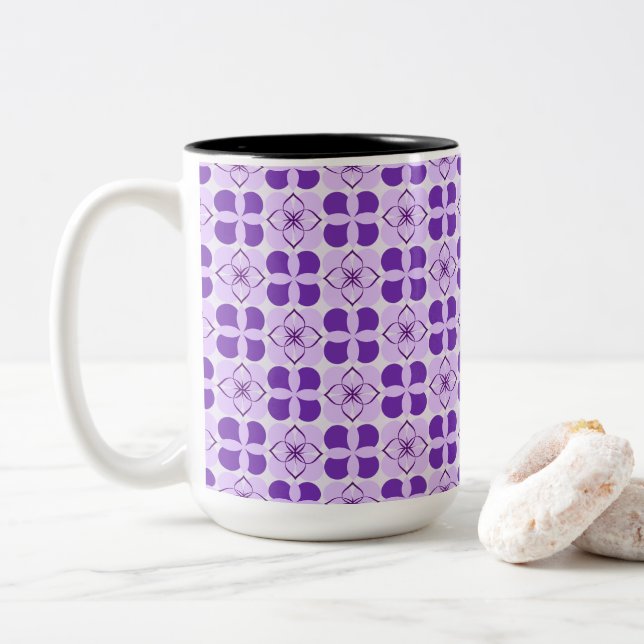 Tasse 2 Couleurs Superbe Floral Moderne (Avec donut)