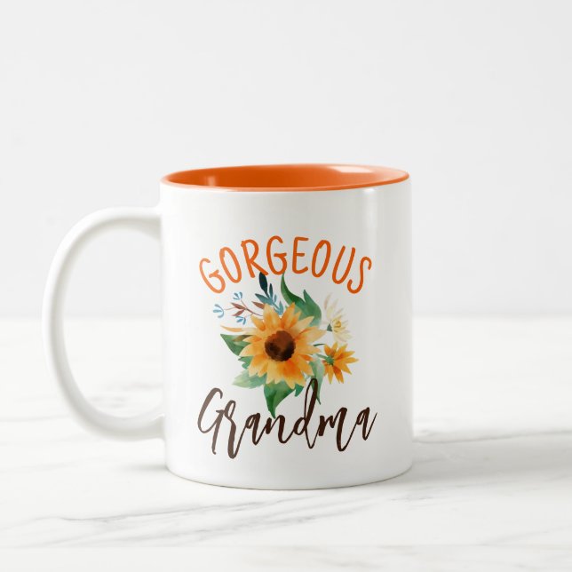 Tasse 2 Couleurs Superbe Grandma florale tournesol personnalisé (Gauche)