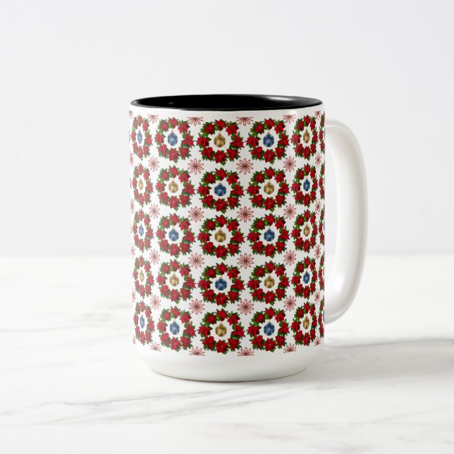 Tasse 2 Couleurs Superbe Noël Floral (Devant droit)