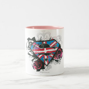 Tasse 2 Couleurs Supergirl British Drapeau et Roses
