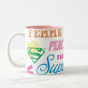 Tasse 2 Couleurs Supergirl Colorful Texte Collage