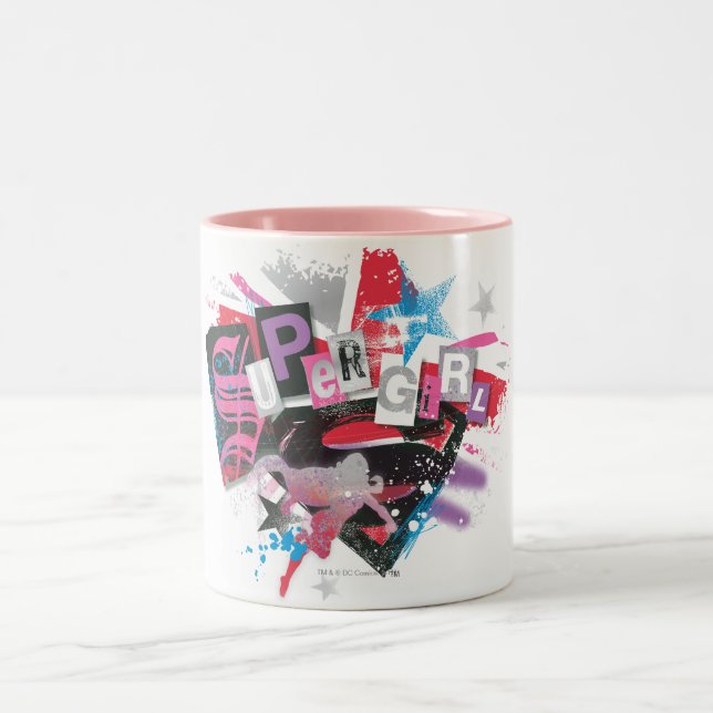 Tasse 2 Couleurs Supergirl Grunge Design (Centre)