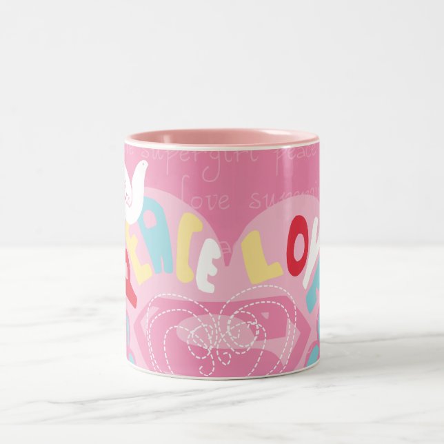 Tasse 2 Couleurs Supergirl Paix et amour rose (Centre)