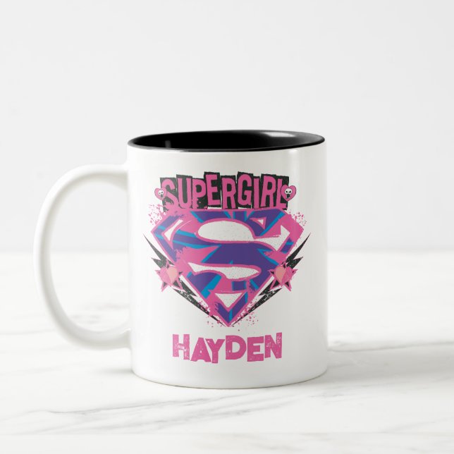 Tasse 2 Couleurs Supergirl Pink and Purple Grunge Logo (Gauche)
