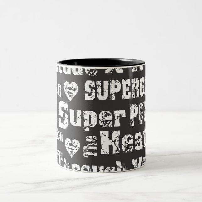 Tasse 2 Couleurs Supergirl texte désorganisé (Centre)