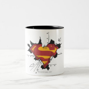 Tasse 2 Couleurs Superman S-Shield  Logo de métal cassé