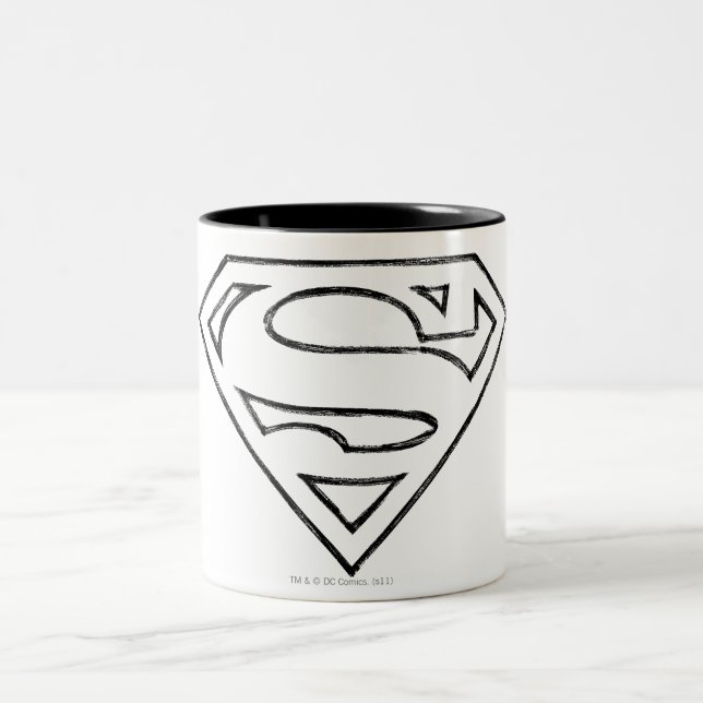 Tasse 2 Couleurs Superman S-Shield | Logo Simple Black Outline (Centre)
