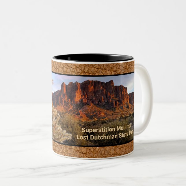 Tasse 2 Couleurs Superstition Arizona Mountain Cactus Faux Leather (Devant droit)