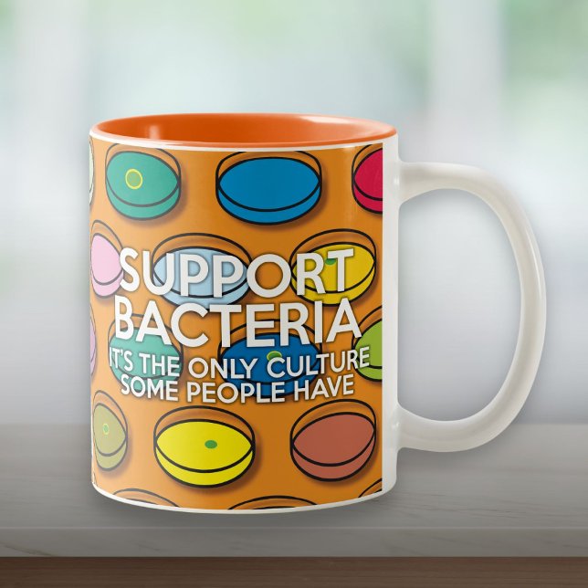 Tasse 2 Couleurs SUPPORT BACTERIA Drôle Citation (SUPPORT BACTERIA Funny Quote Two-Tone Coffee Mug)