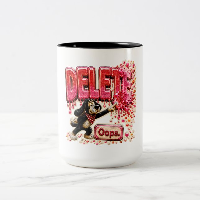 Tasse 2 Couleurs Supprimer T-Shirt Oops Funny Tech pour les program (Centre)